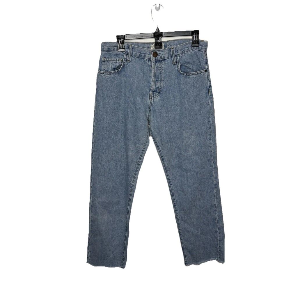 Current/Elliott Blue Original Straight Prep Raw Hem Stretch Size 28 Womens